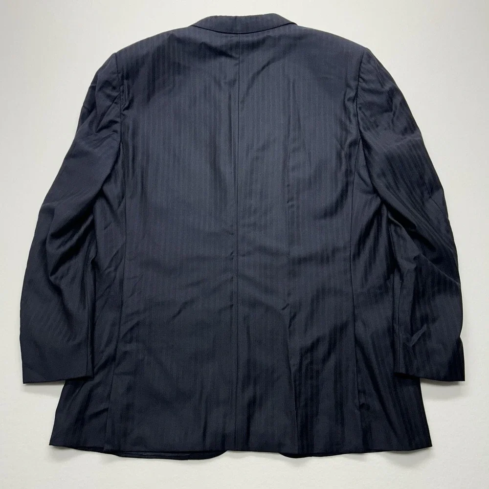 Ermenegildo Zegna Sport Coat Navy Striped Trofeo Wool 3 Button Blazer‎ 48R 58EU
